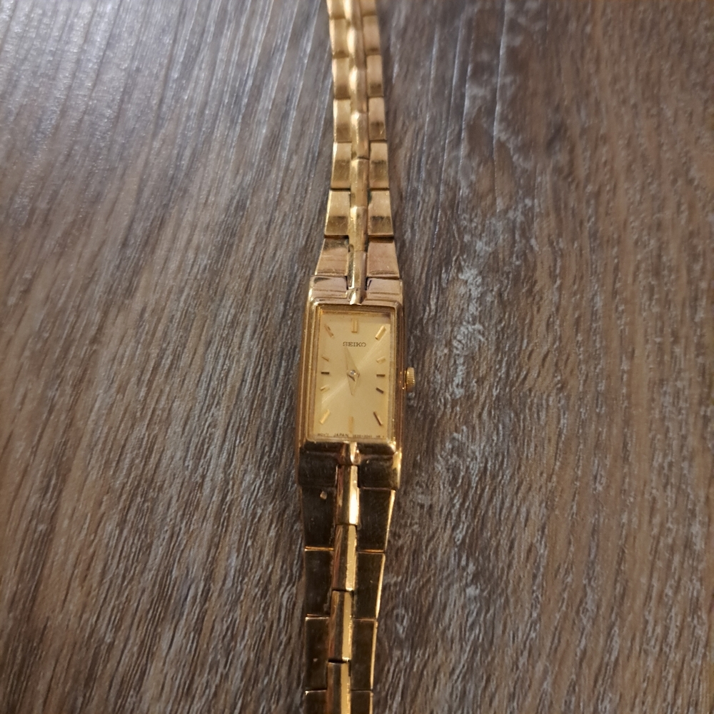 Seiko Gold-Tone Rectangular Bracelet Watch